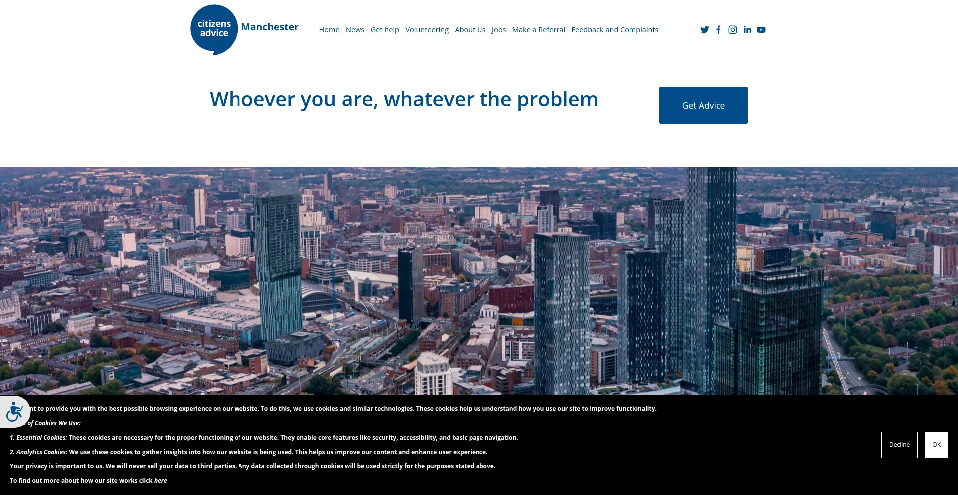 Website screenshot of Citizensadvicemanchester.org.uk