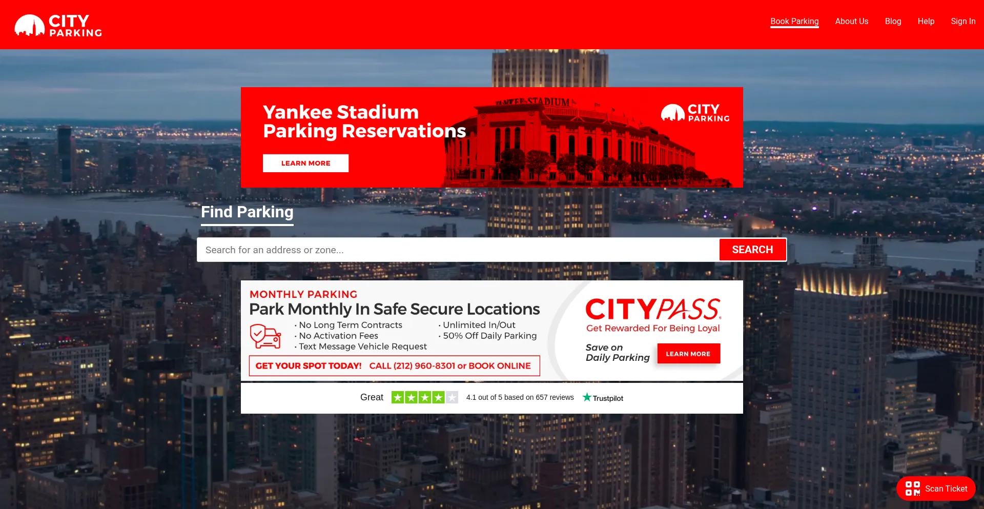 Website screenshot of Cityparking.nyc