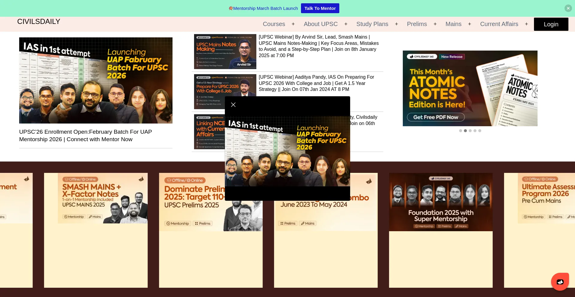 Website screenshot of Civilsdaily.com