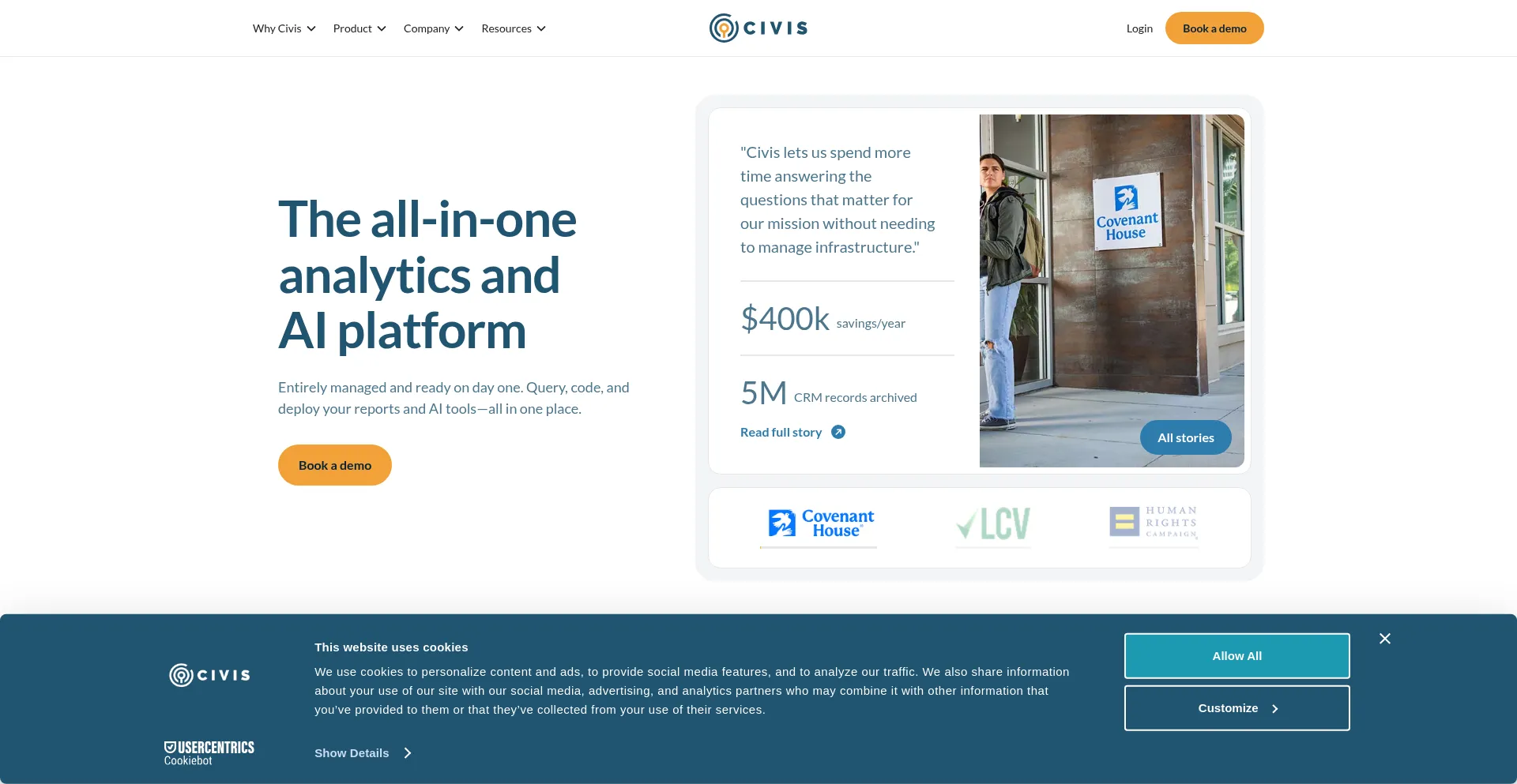 Website screenshot of Civisanalytics.com