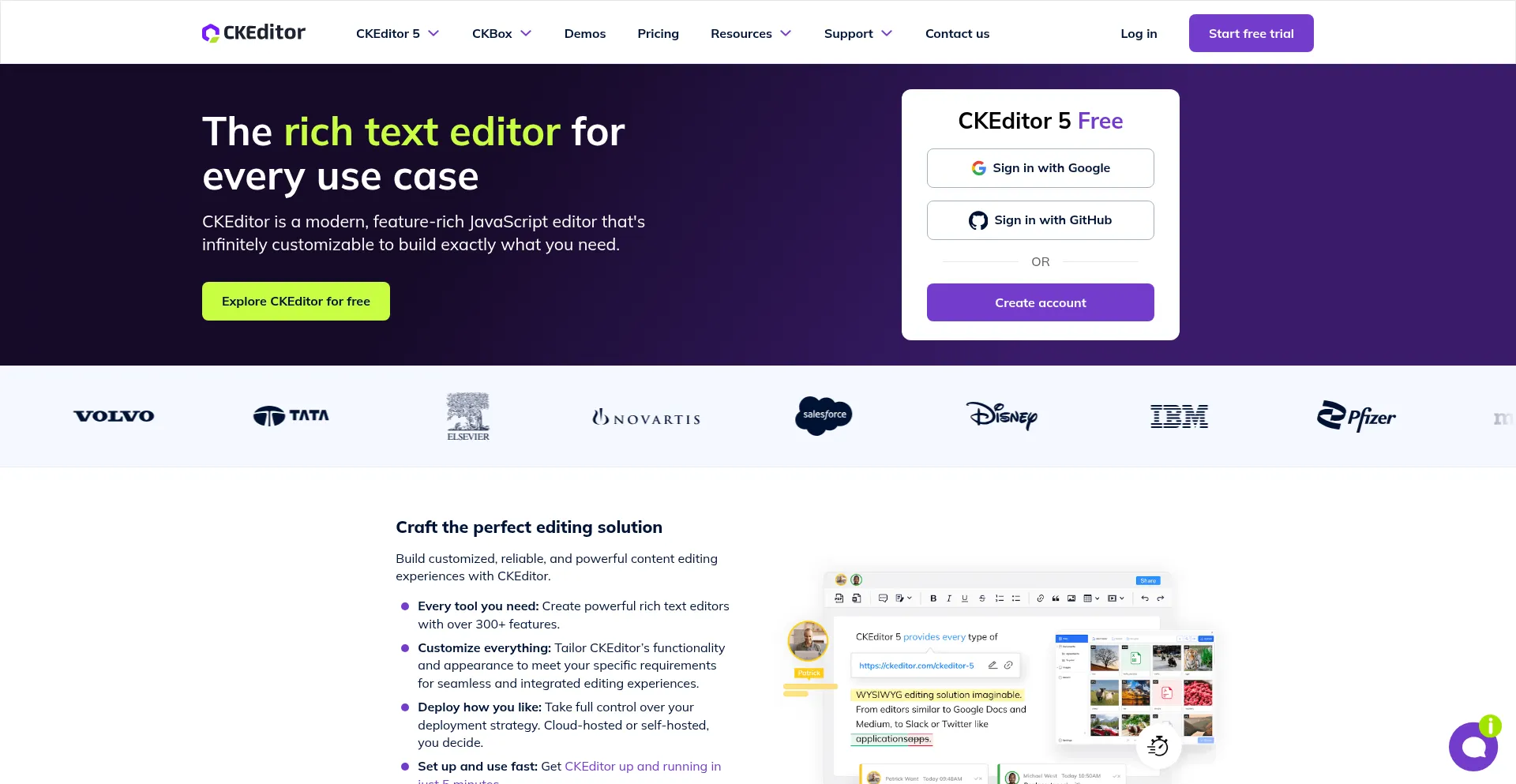 Website screenshot of Ckeditor.com