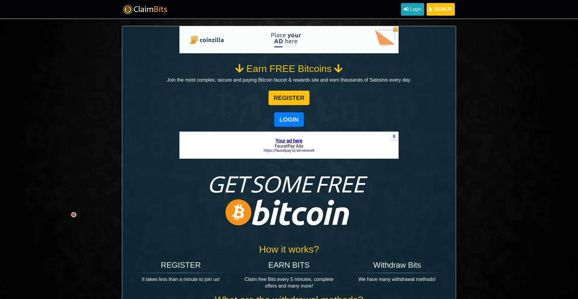 Website screenshot of Claimbits.net