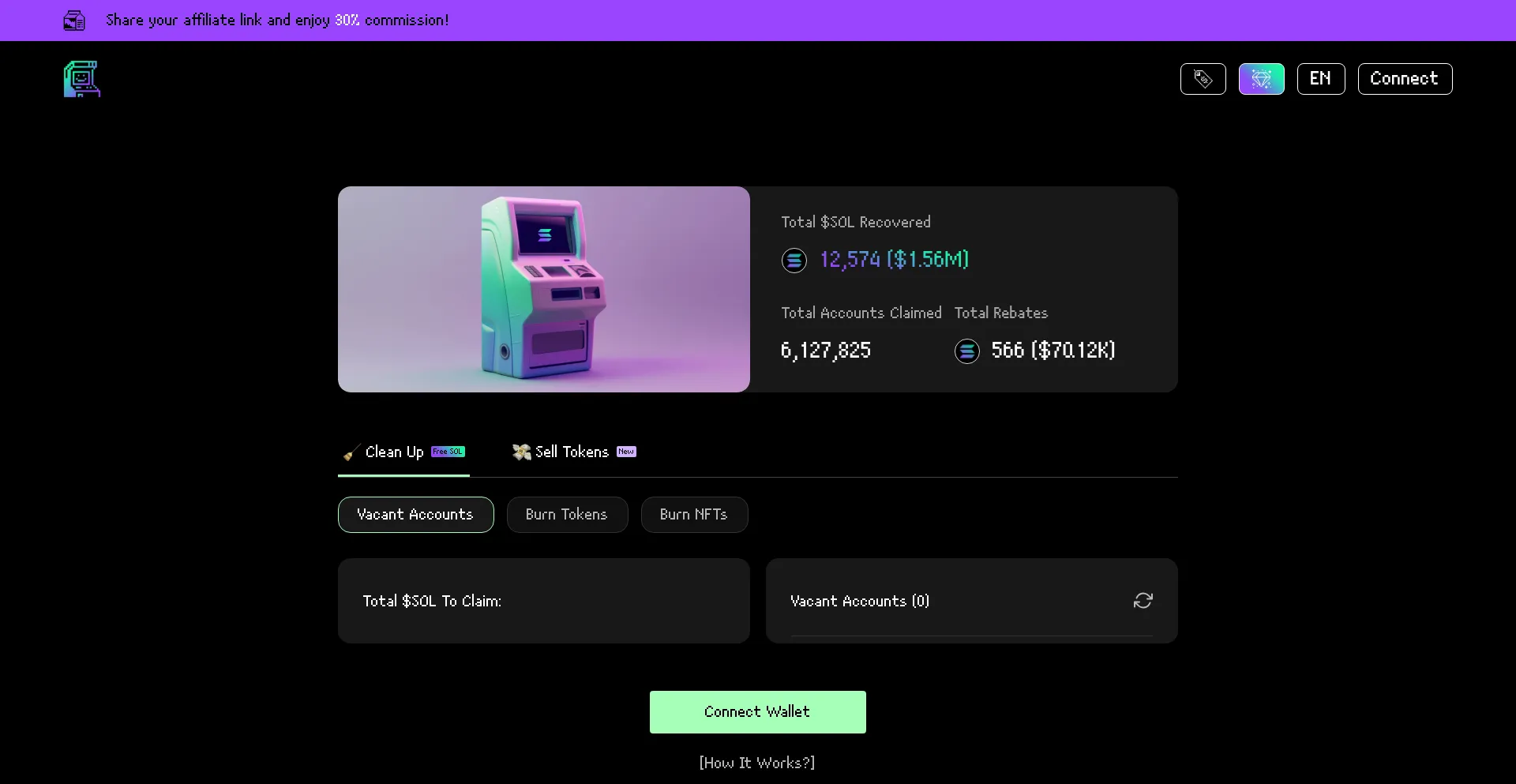 Website screenshot of Claimfreesol.com