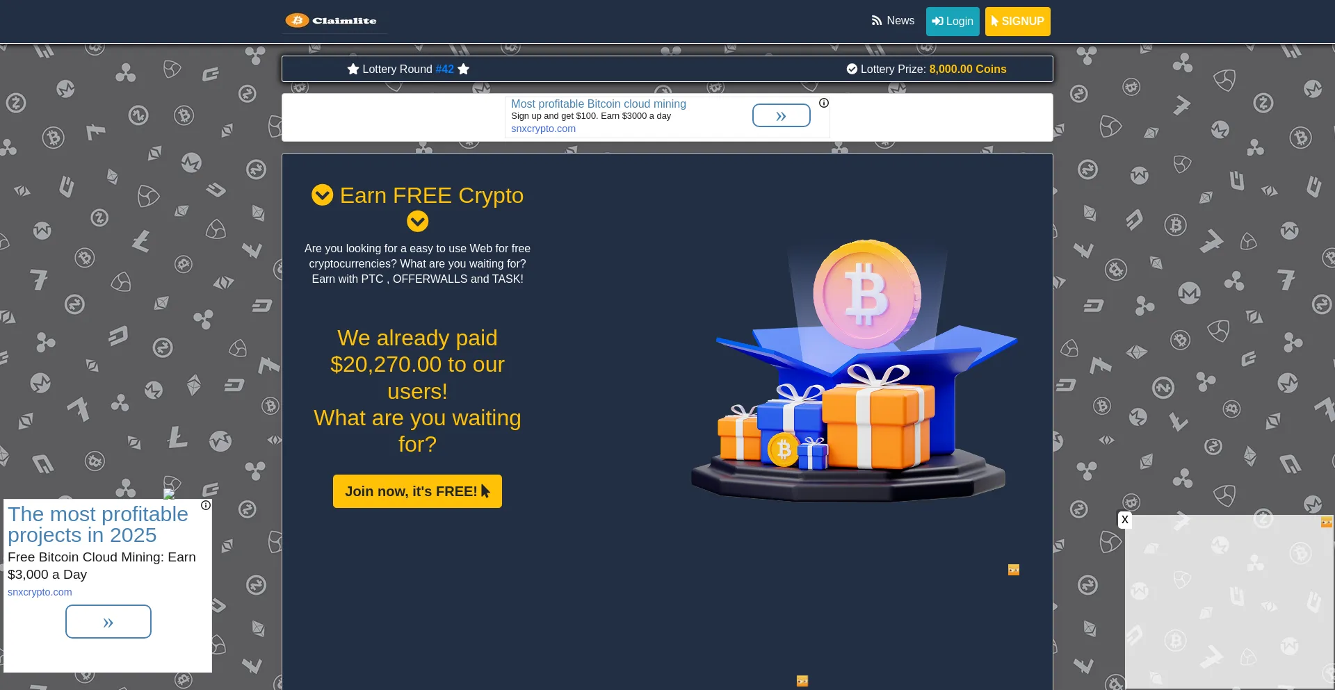 Website screenshot of Claimlite.club