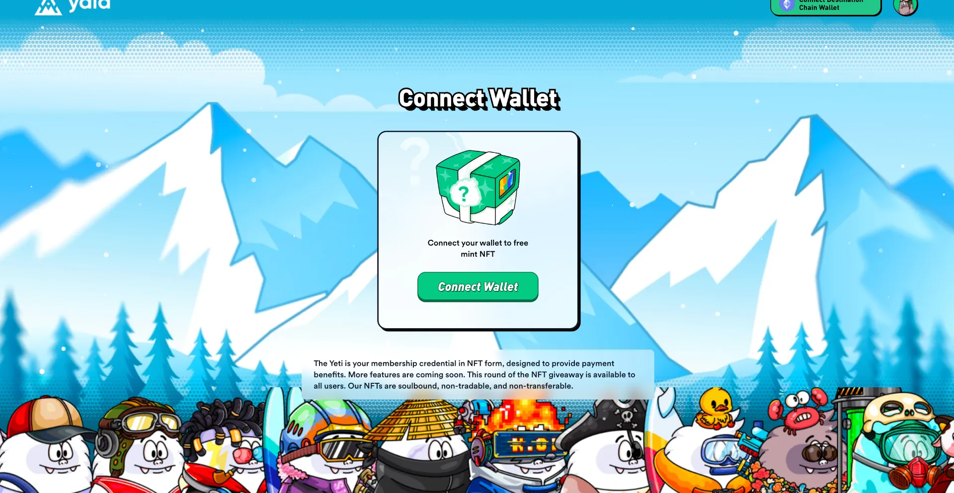Website screenshot of Claimnft-yala.org