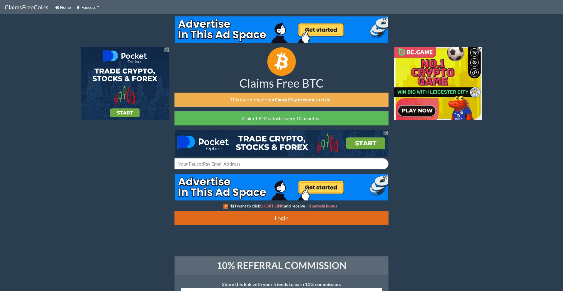 Website screenshot of Claimsfreecoins.com