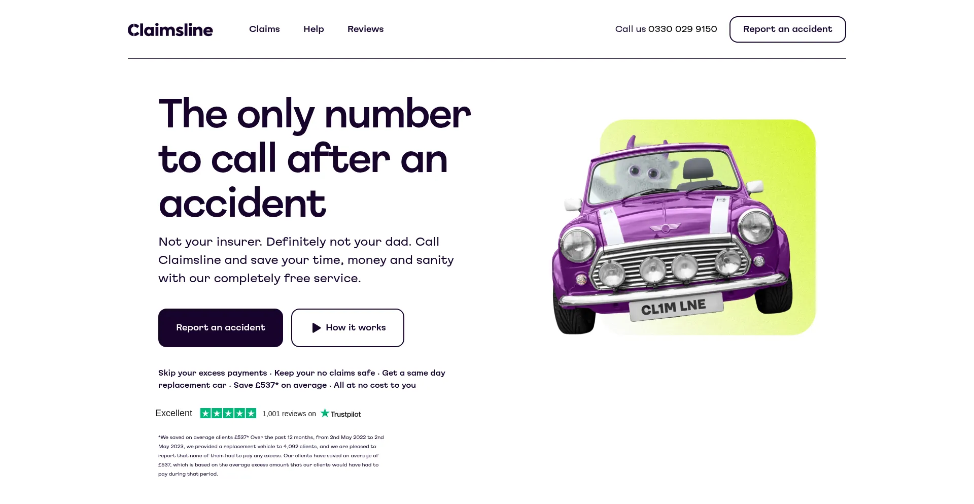 Website screenshot of Claimsline.com