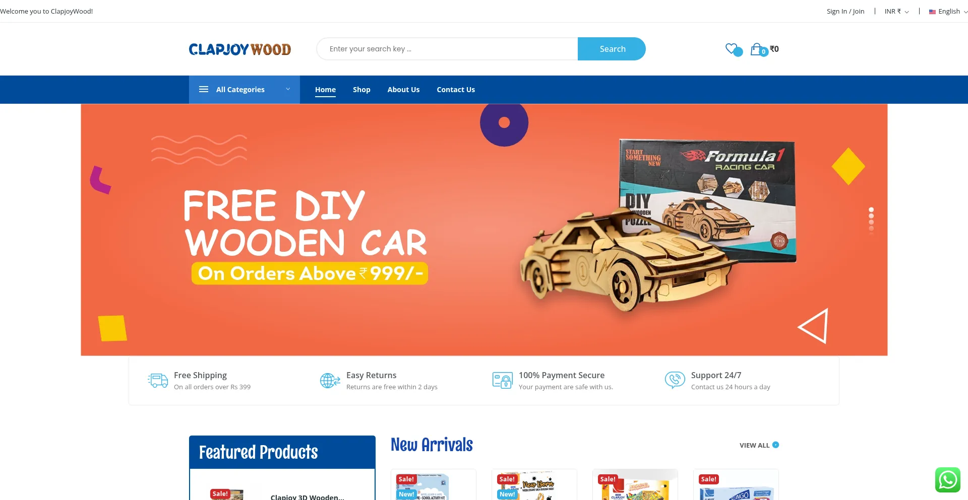 Website screenshot of Clapjoywood.com