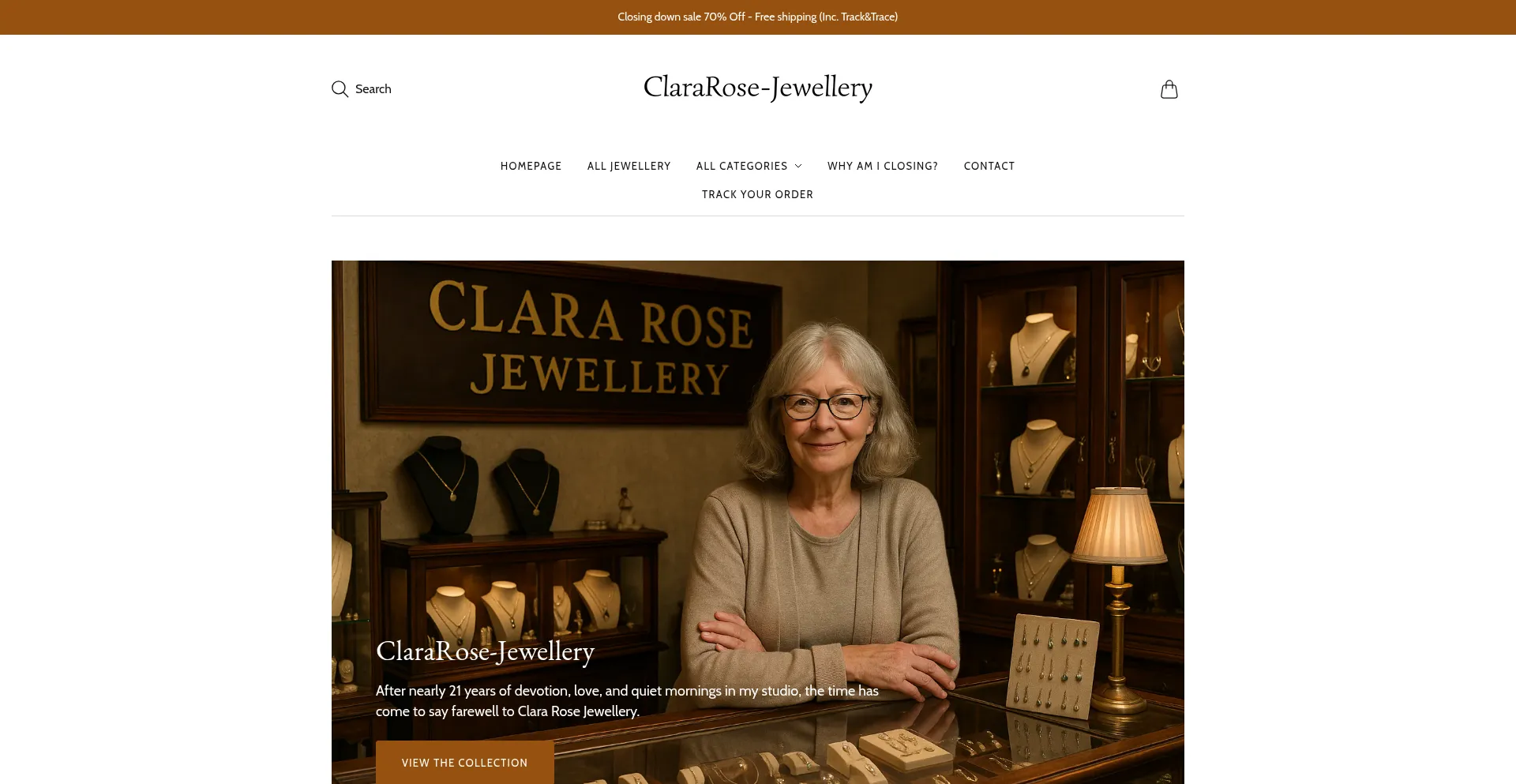 Website screenshot of Clararose-jewellery.com