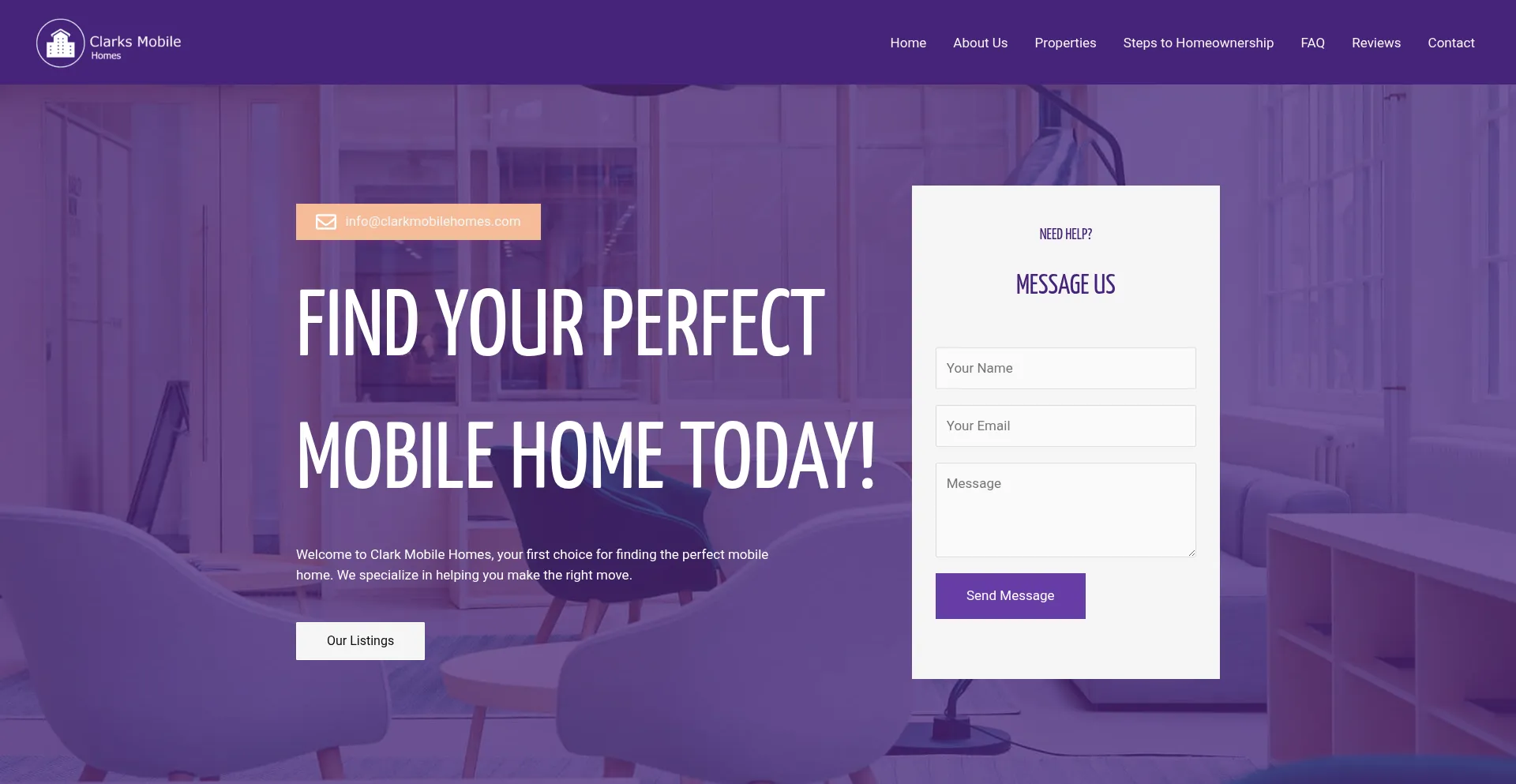 Website screenshot of Clarkmobilehomes.com