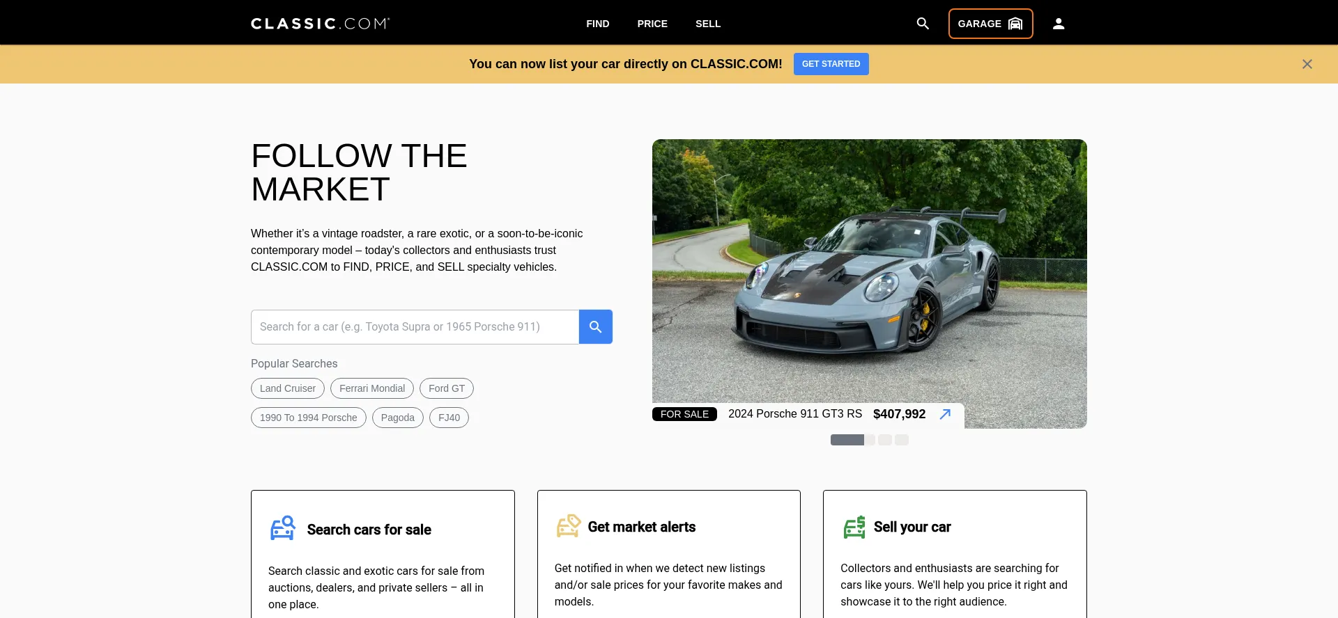 Website screenshot of Classic.com