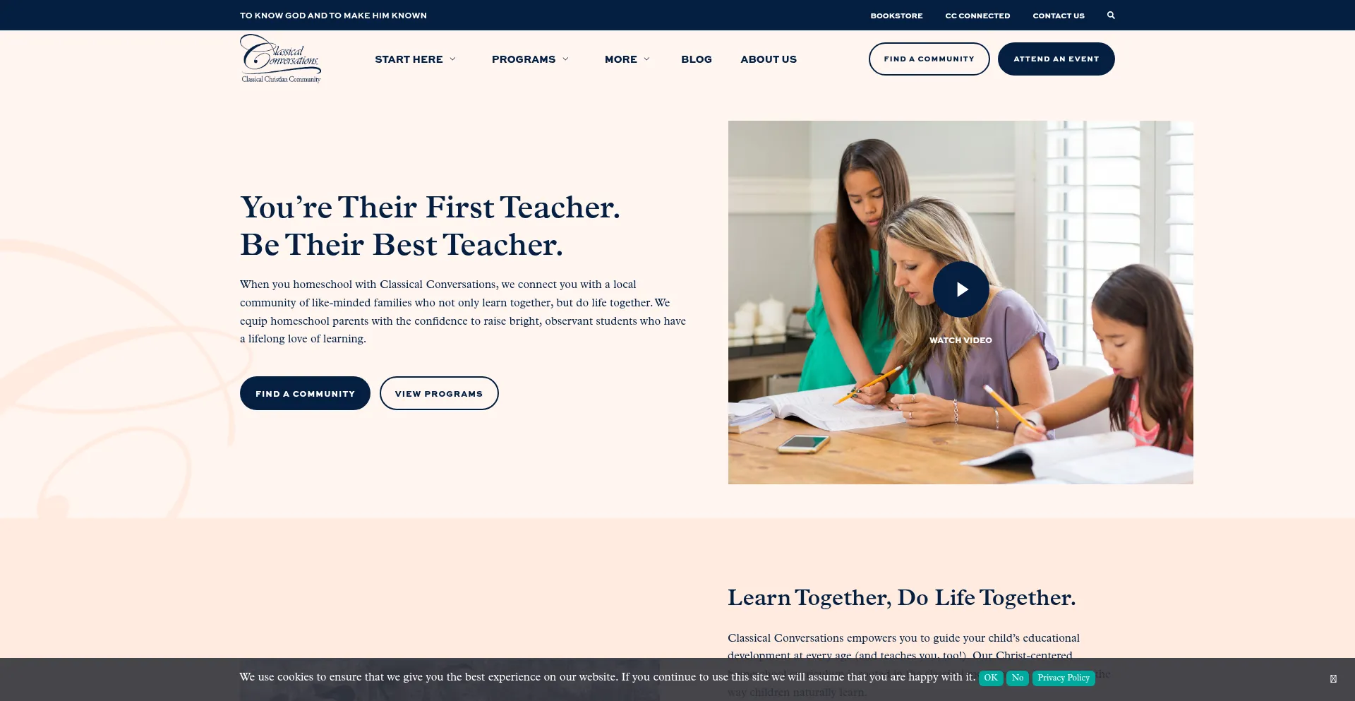 Website screenshot of Classicalconversations.com