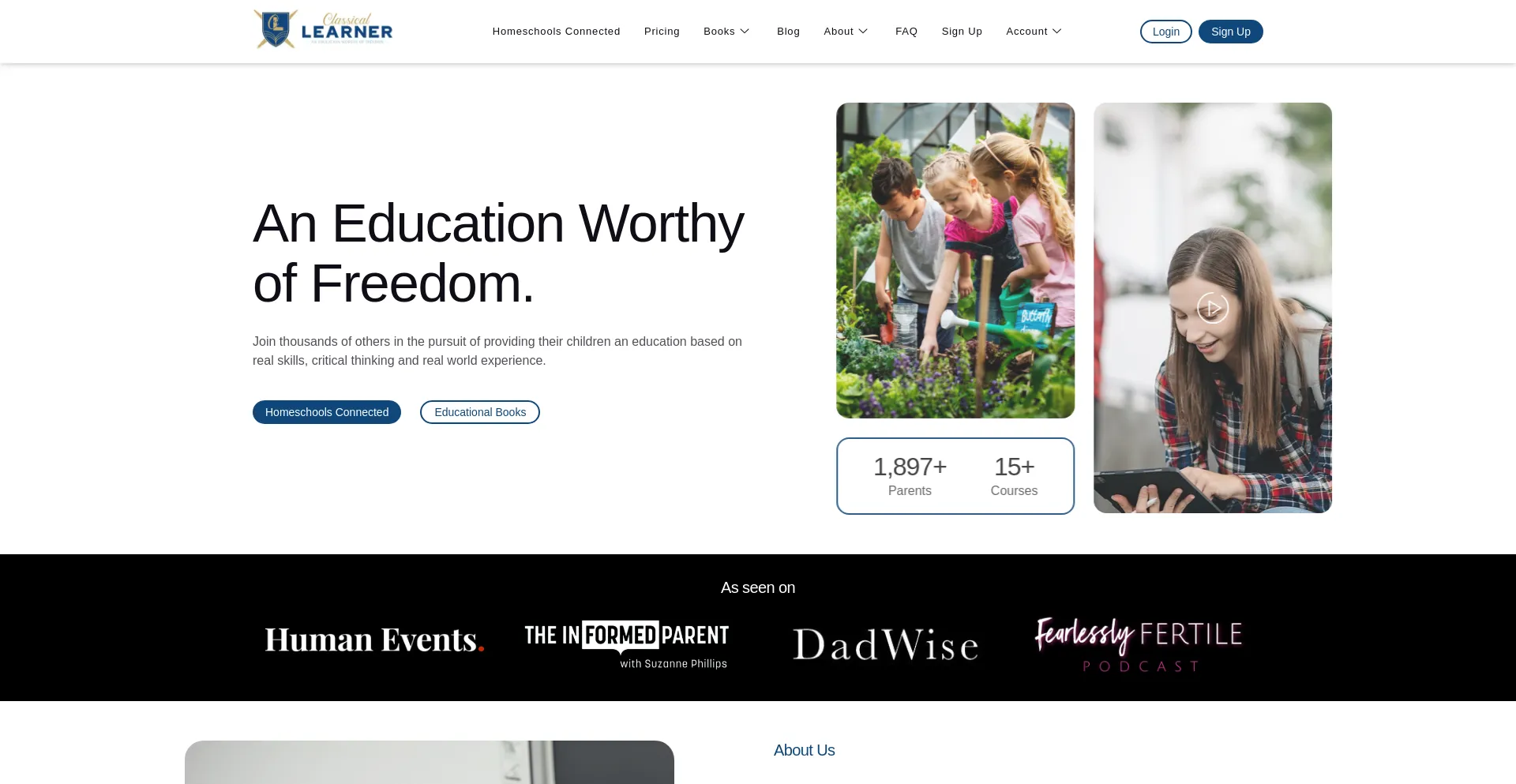 Website screenshot of Classicallearner.com