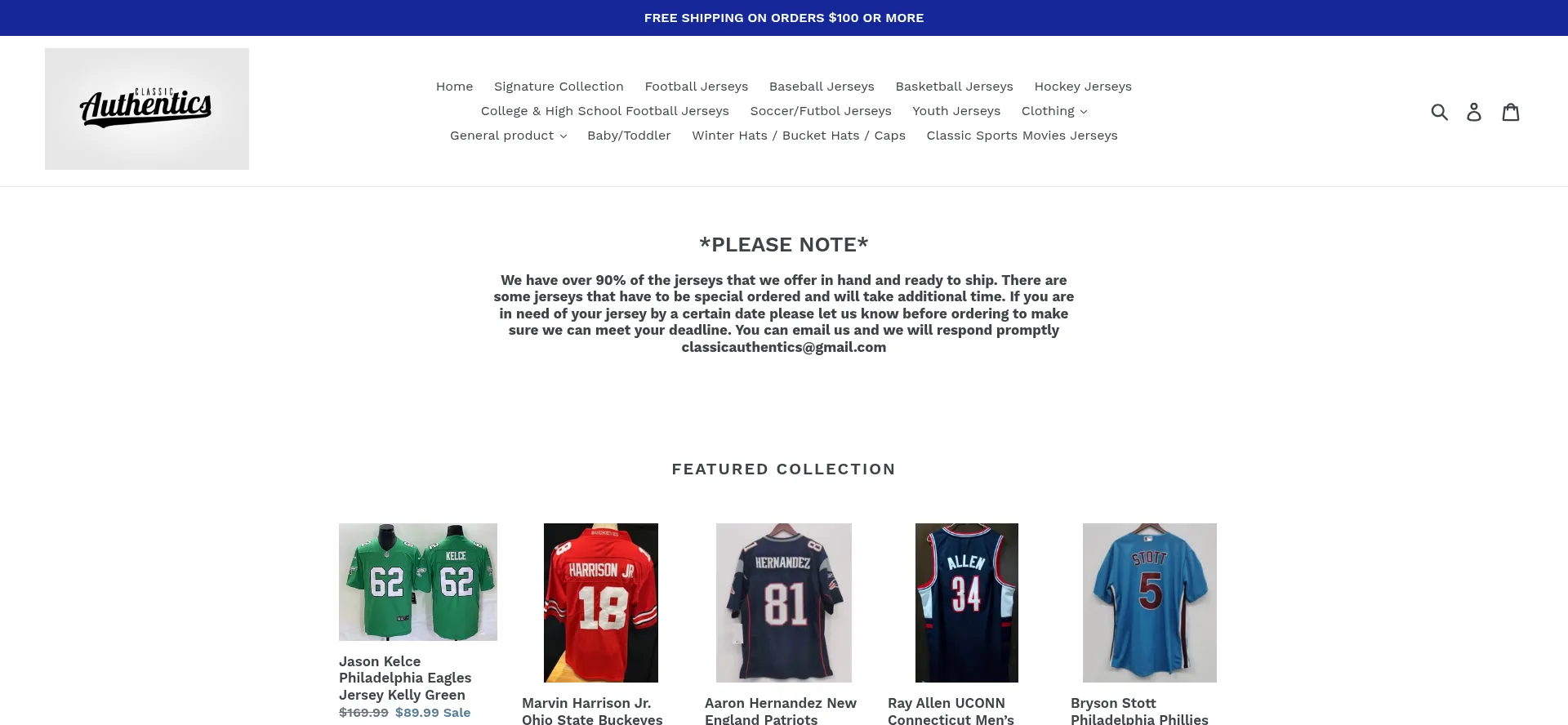 Website screenshot of Classicauthentics.com