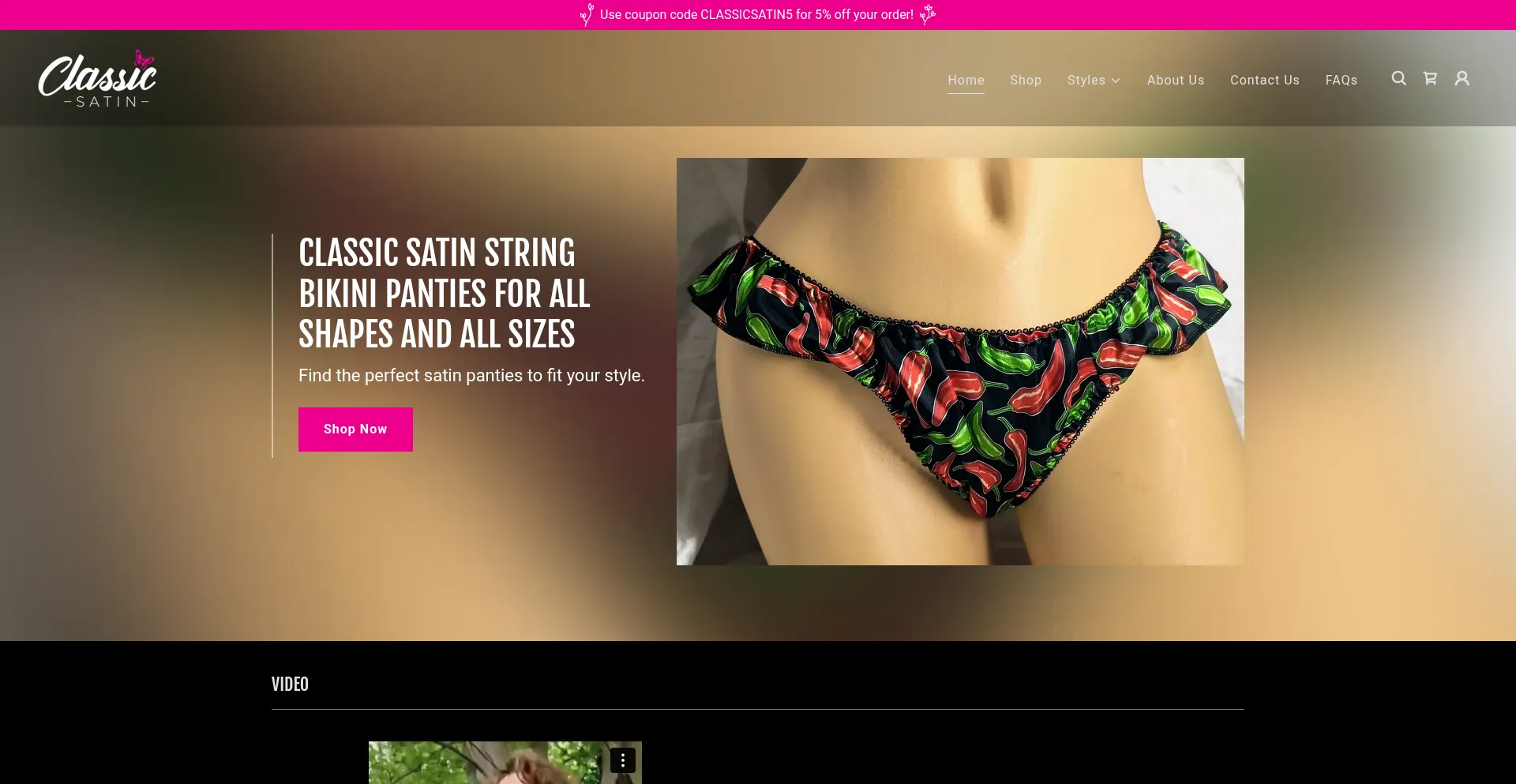 Website screenshot of Classicsatin.com