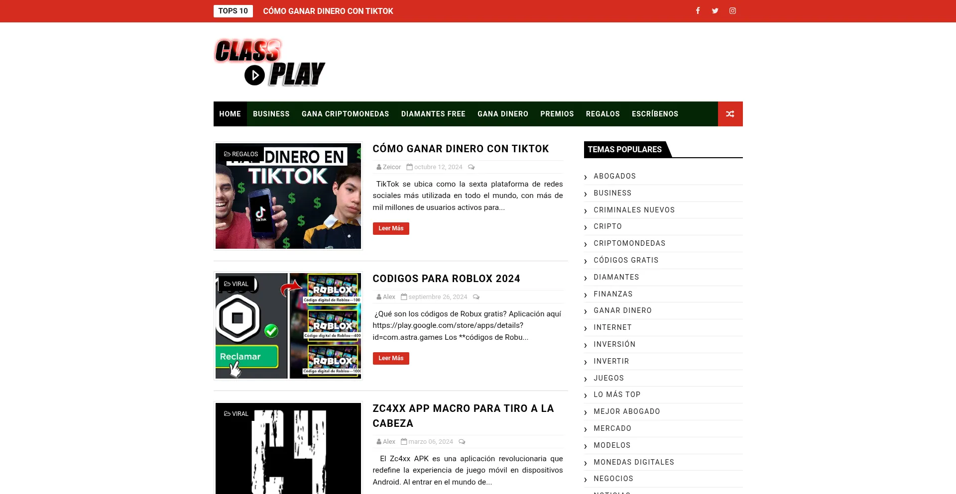Website screenshot of Classplay.bajandoapps.com