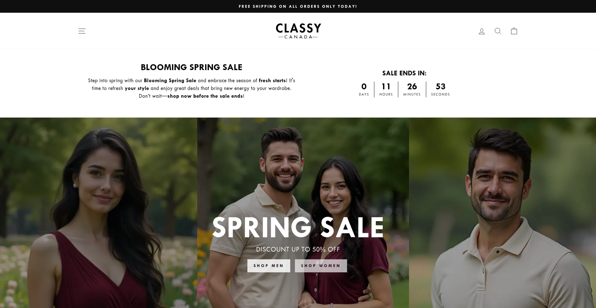 Website screenshot of Classy-canada.com