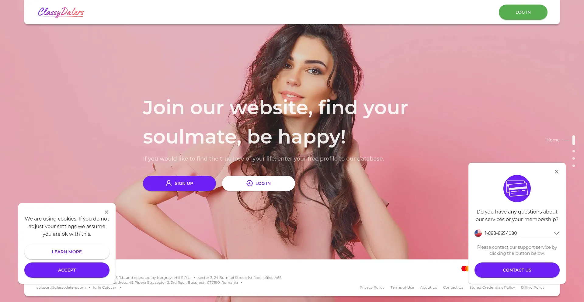 Website screenshot of Classydaters.com