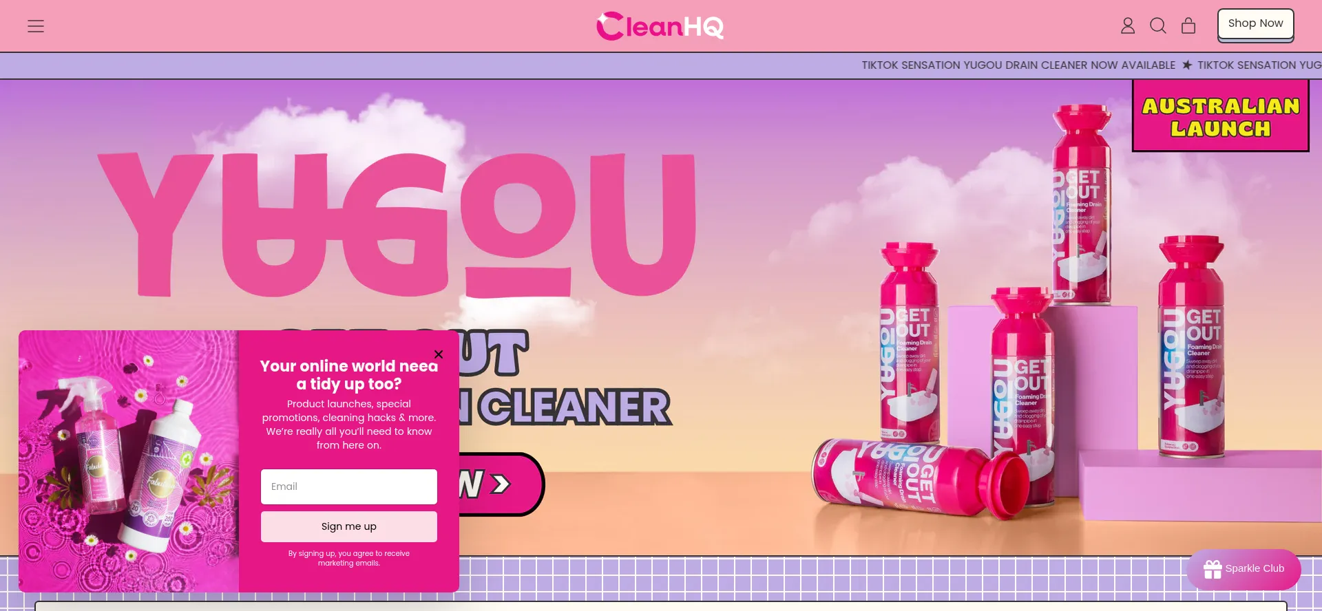 Website screenshot of Cleanhq.com.au