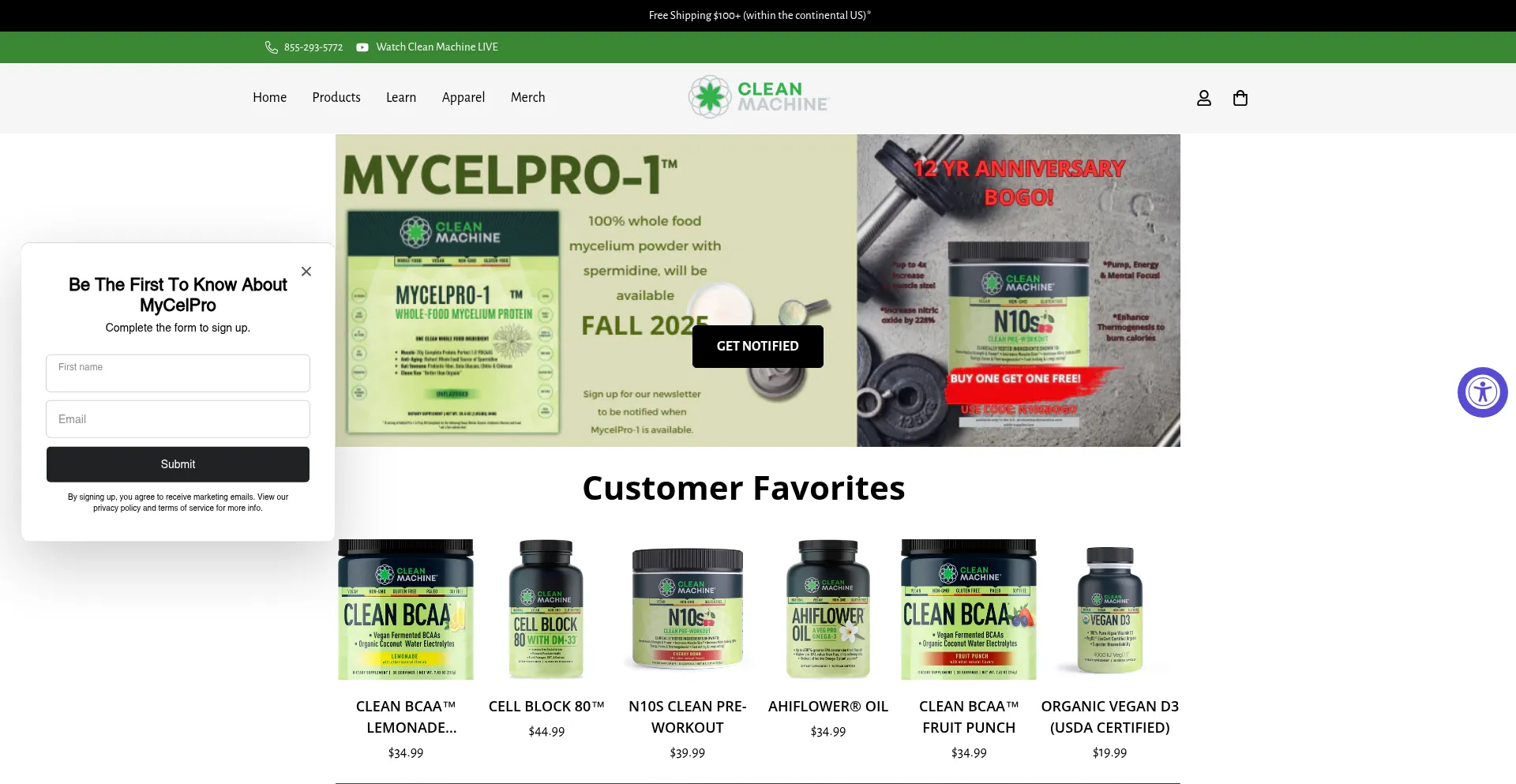 Website screenshot of Cleanmachineonline.com