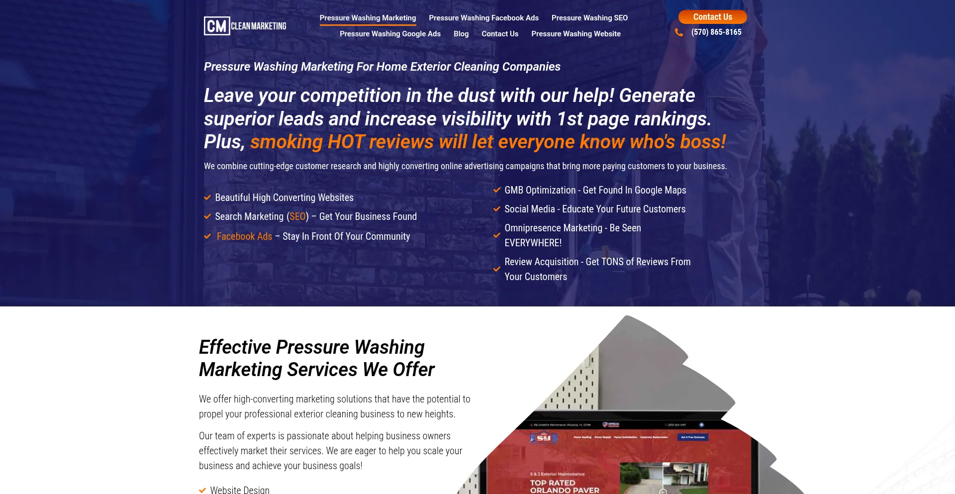Website screenshot of Cleanmarketing.net