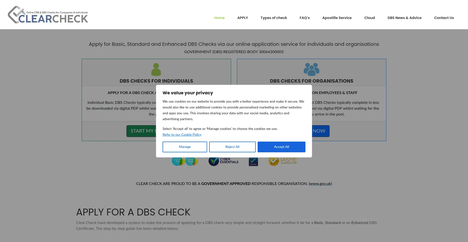 Clearcheck.co.uk Screenshot