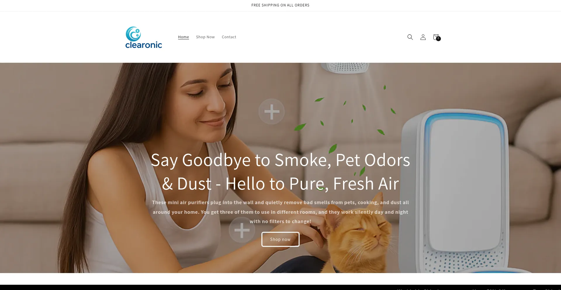 Website screenshot of Clearonic.com