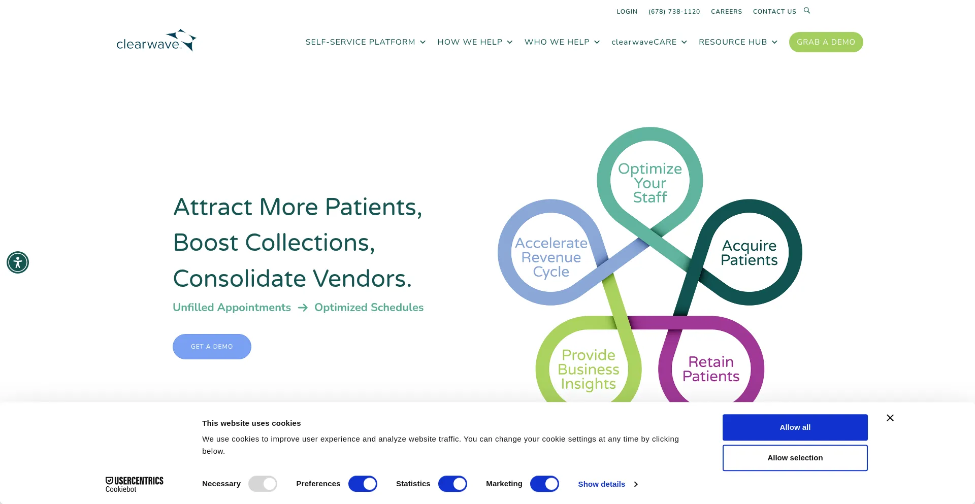 Website screenshot of Clearwaveinc.com
