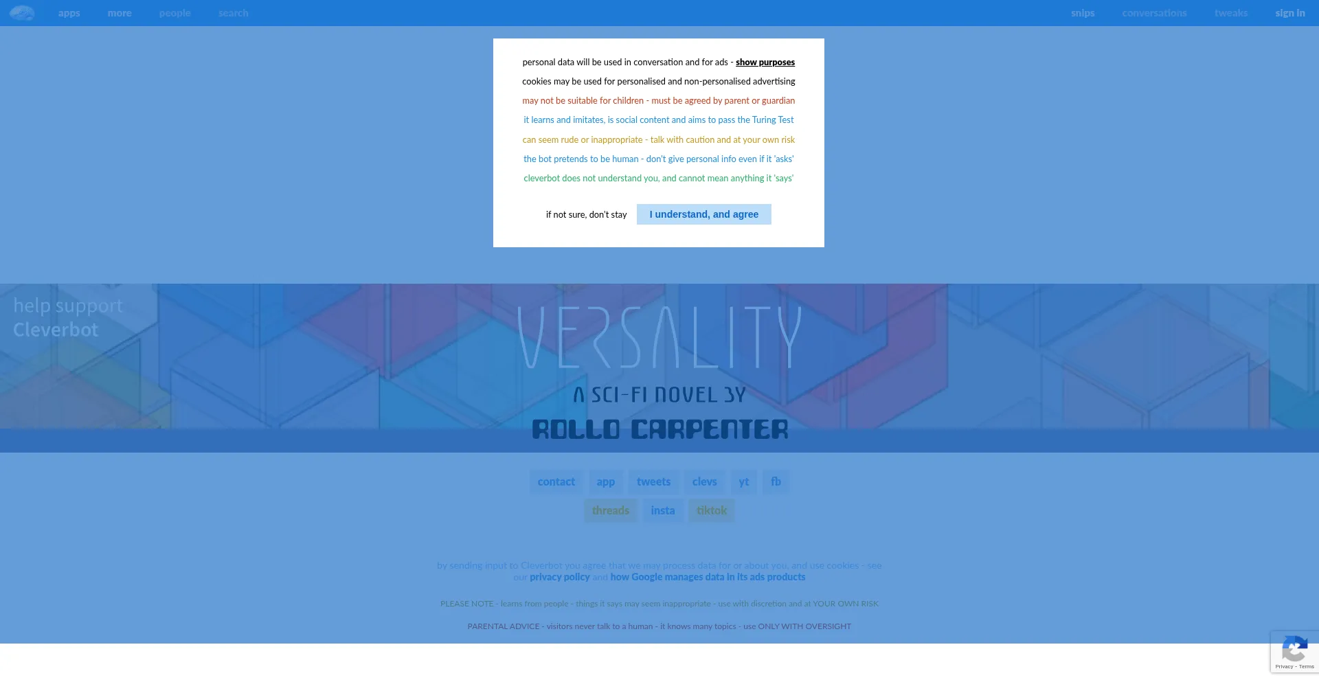 Website screenshot of Cleverbot.com