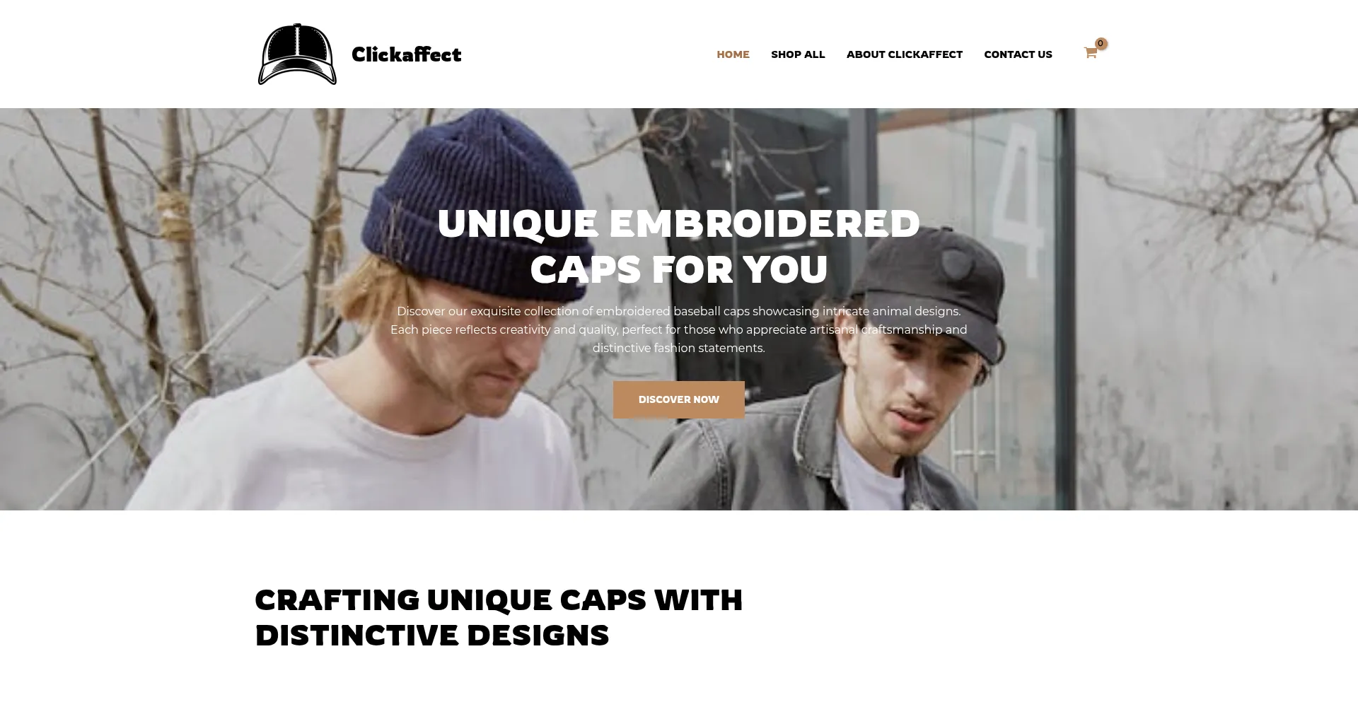 Website screenshot of Clickaffect.com