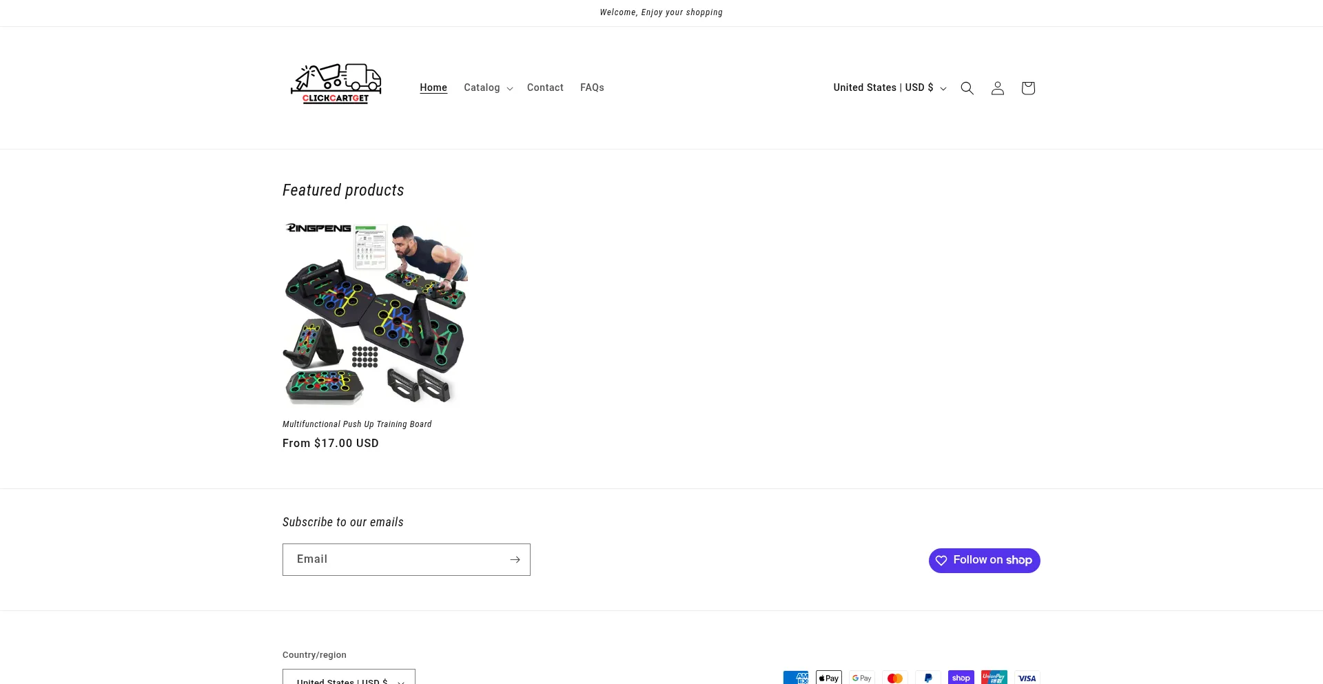 Website screenshot of Clickcartget.com