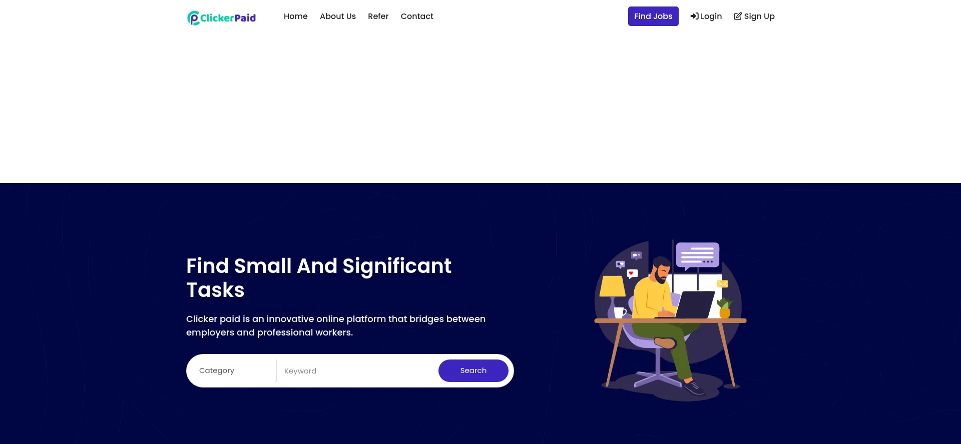 Website screenshot of Clickerpaid.com