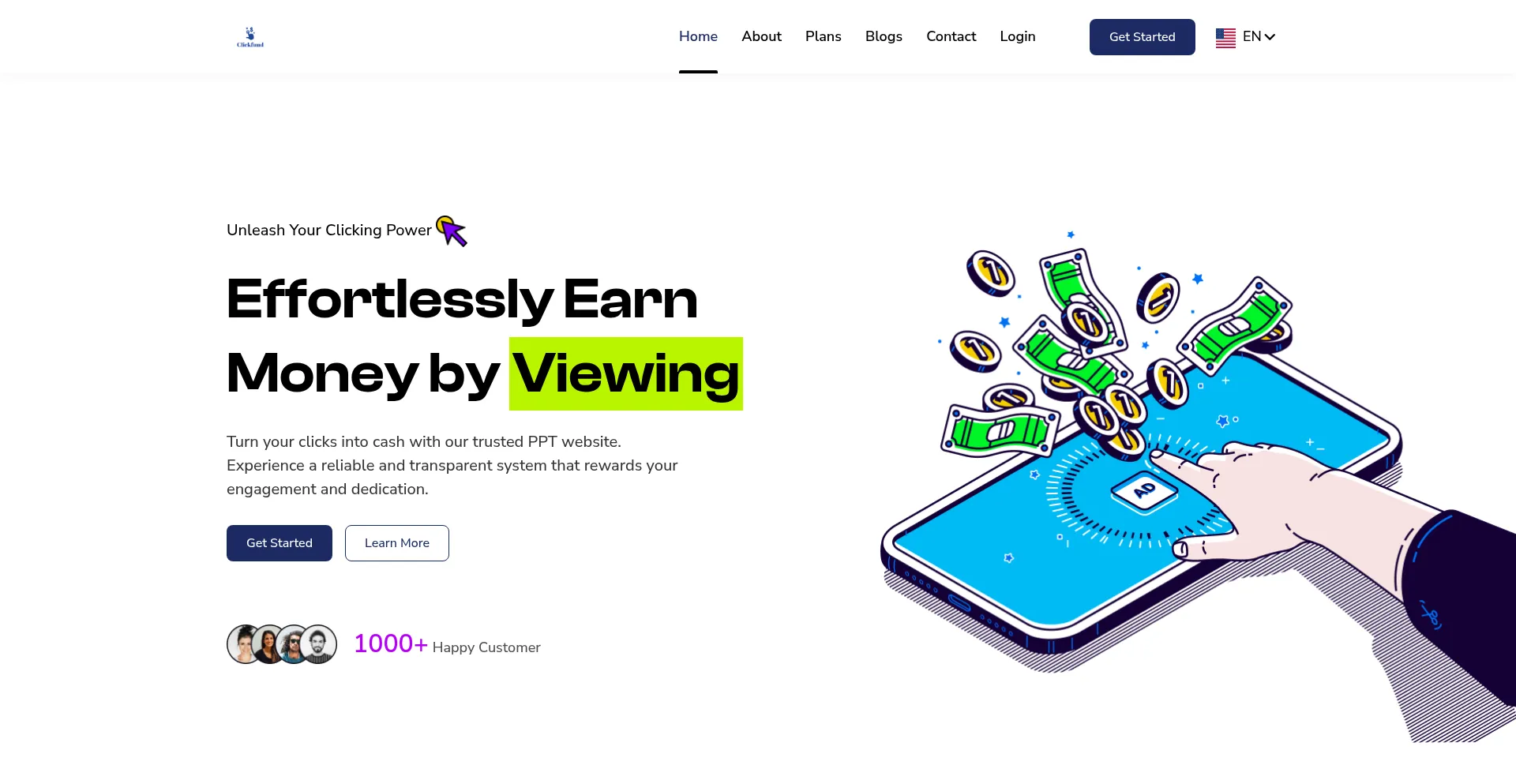 Website screenshot of Clickfund.pro
