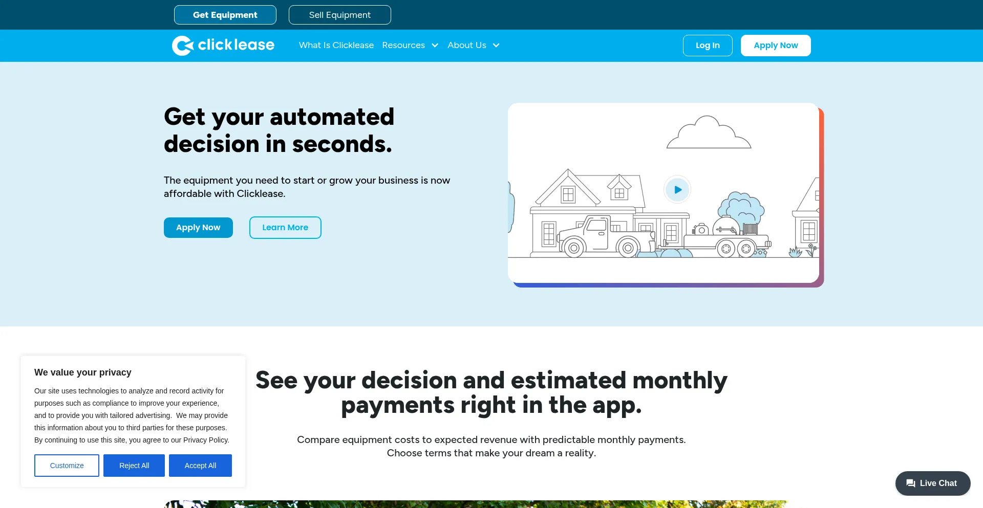 Clicklease.com Screenshot