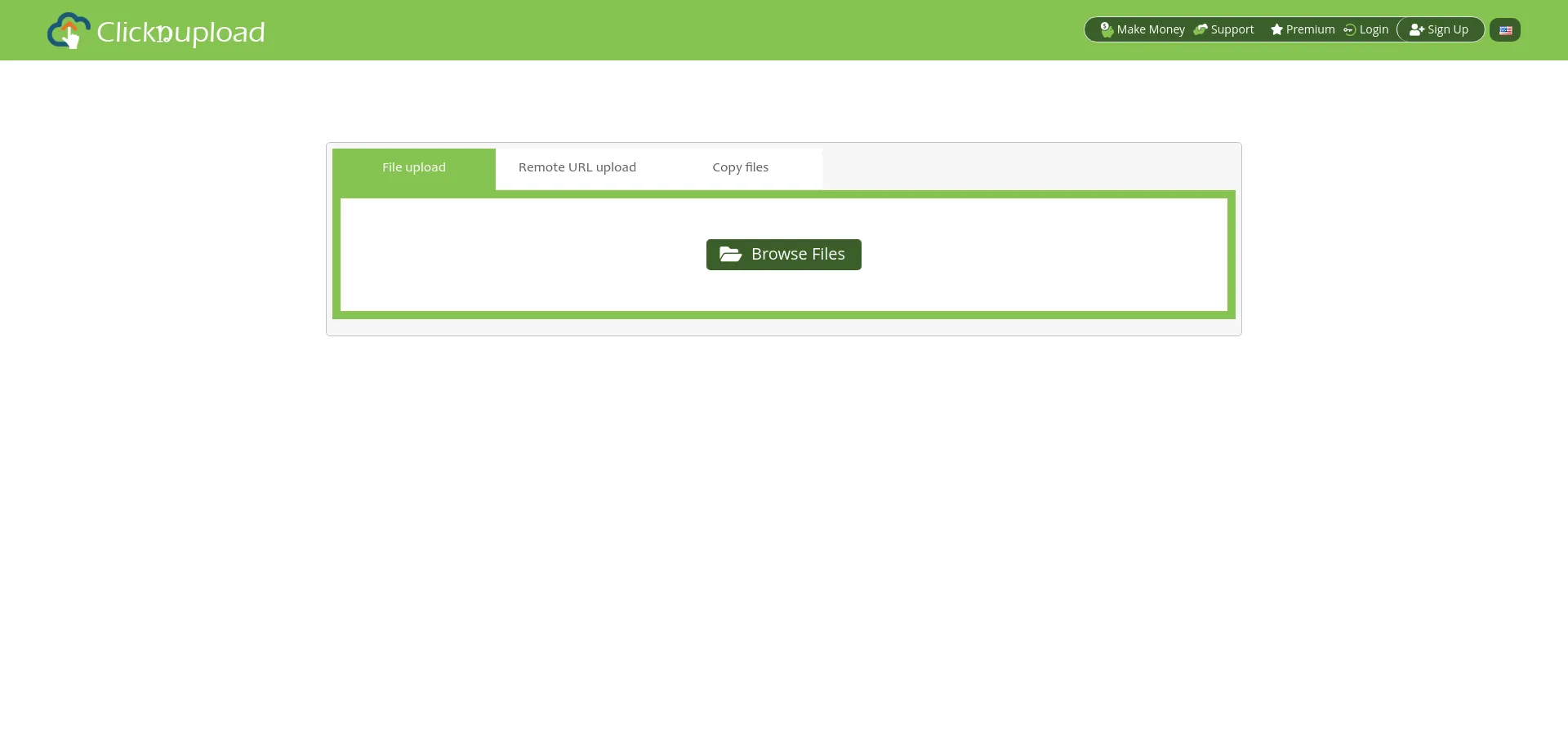 Website screenshot of Clicknupload.vip