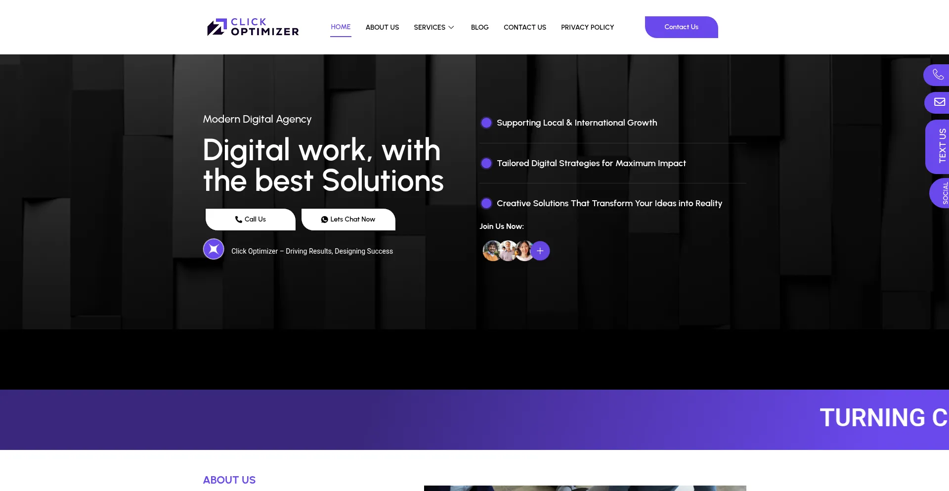 Website screenshot of Clickoptimizer.net