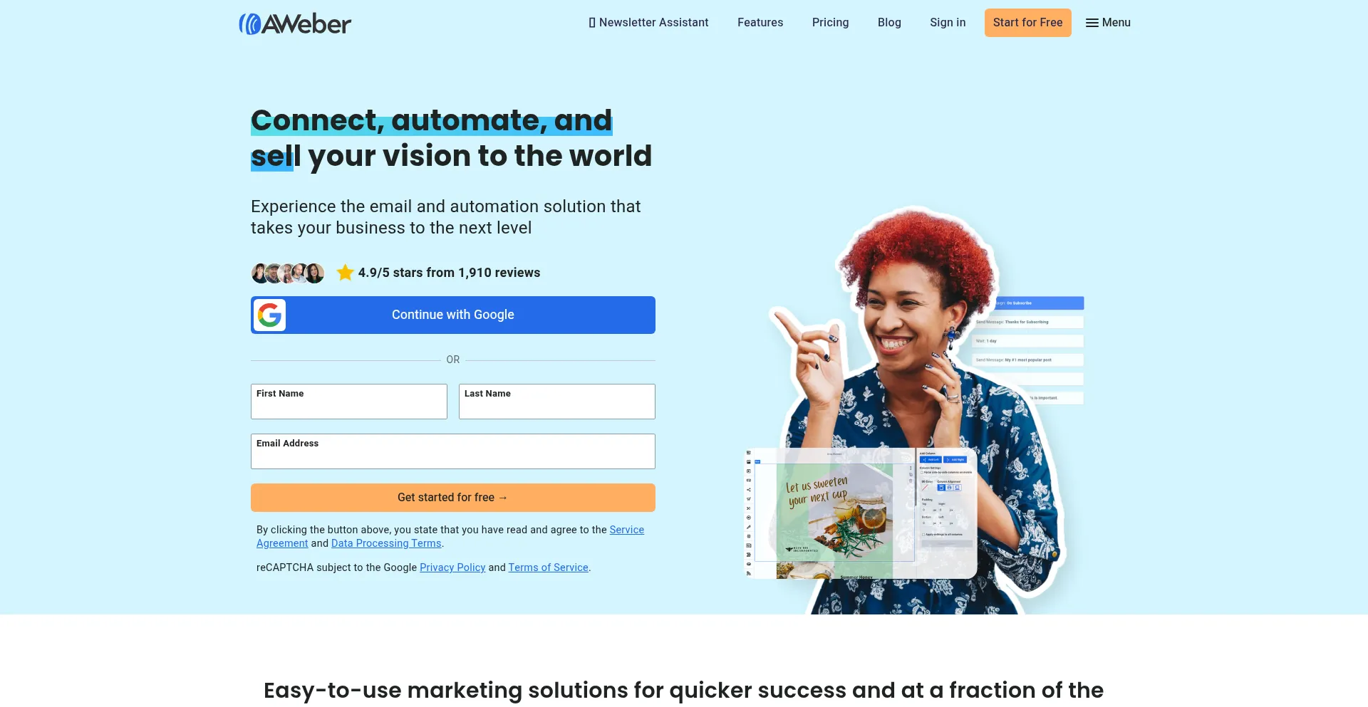 Website screenshot of Clicks.aweber.com