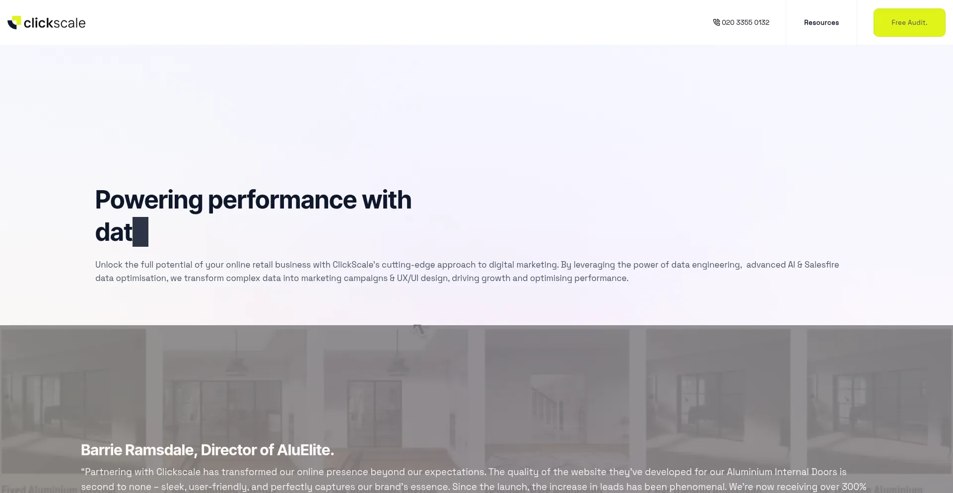 Website screenshot of Clickscale.co.uk