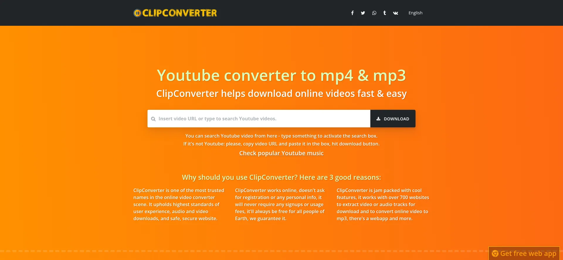 Website screenshot of Clipconverter.cx