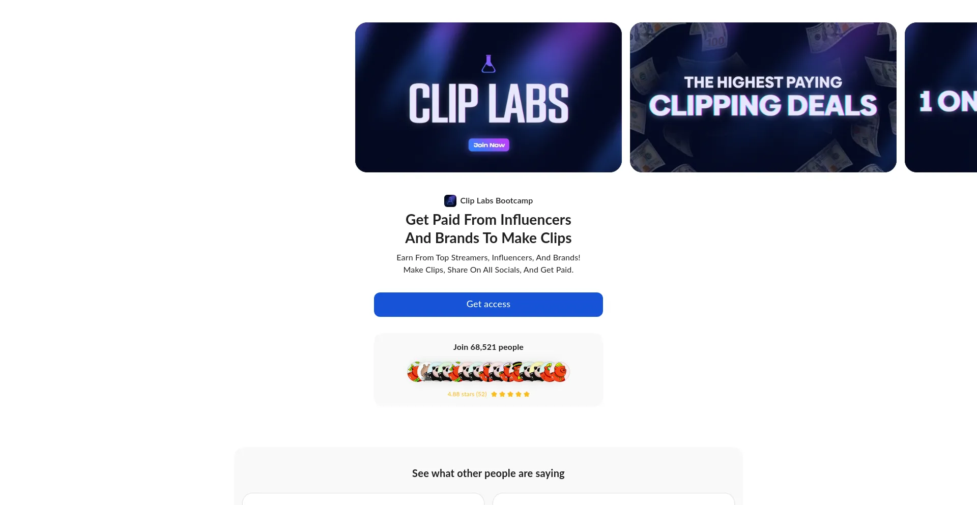 Website screenshot of Cliplabs.io