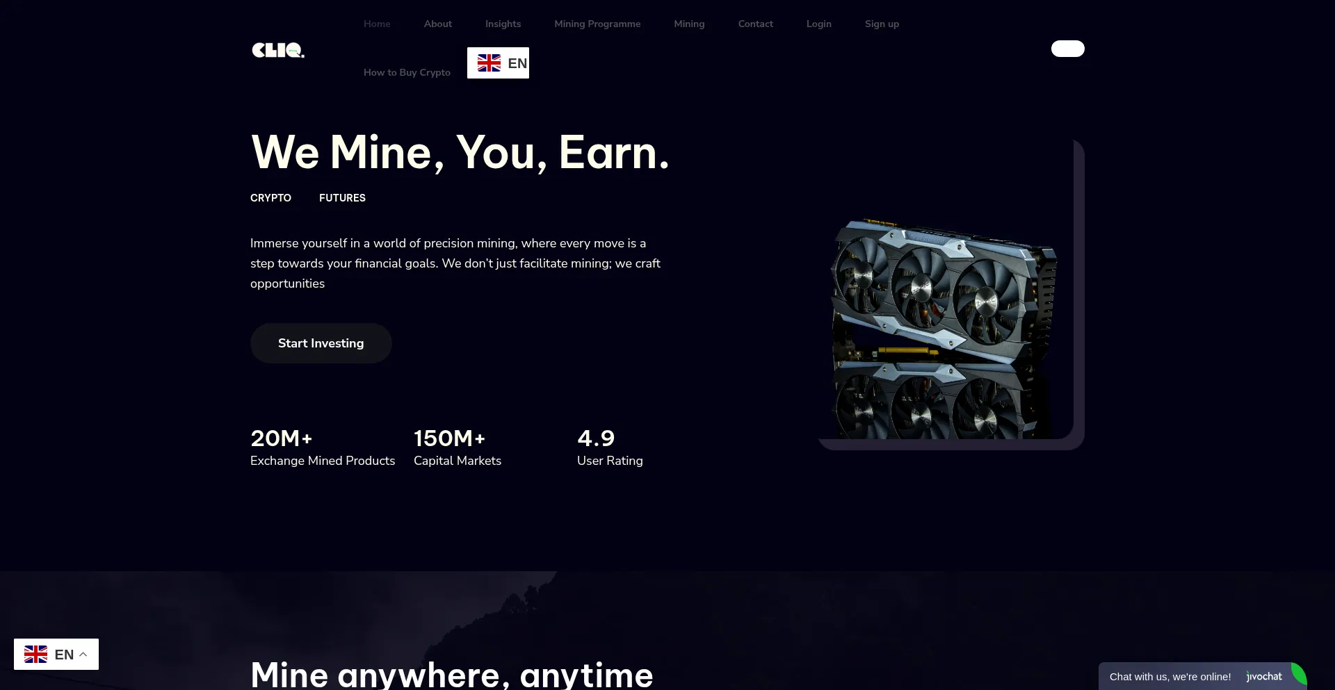 Website screenshot of Cliqmining.com