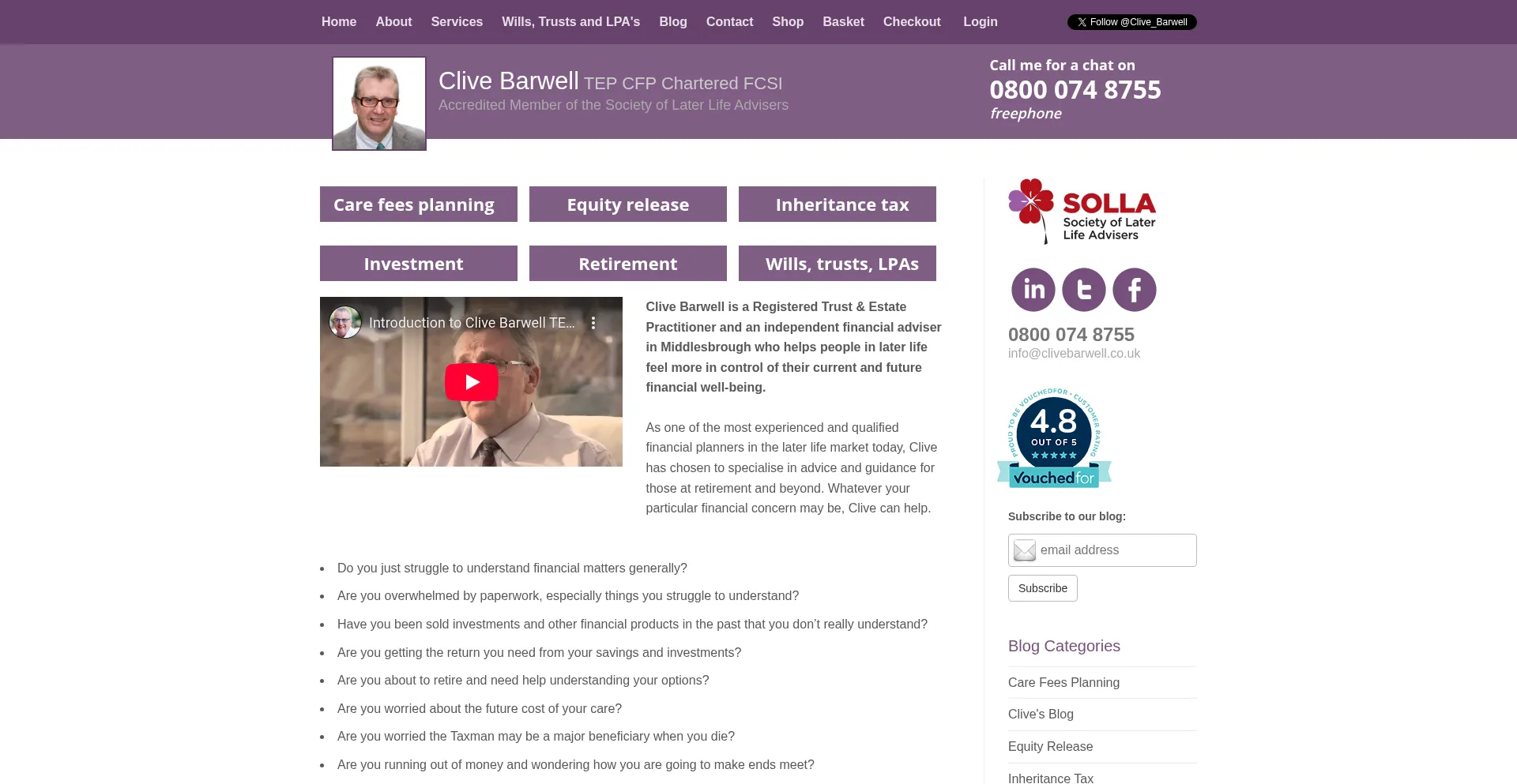 Website screenshot of Clivebarwell.co.uk