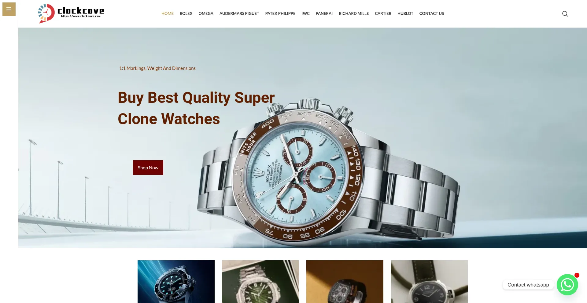 Website screenshot of Clockcove.com