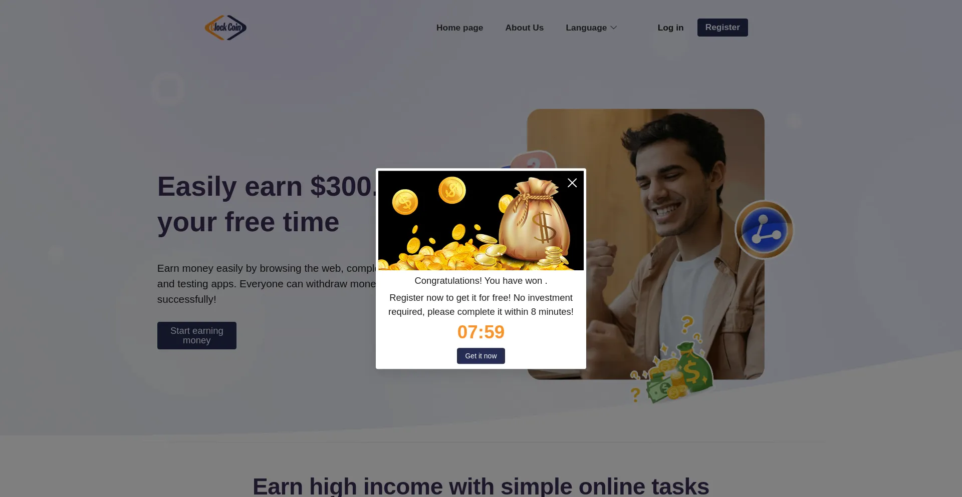 Website screenshot of Clockrzcoin.top