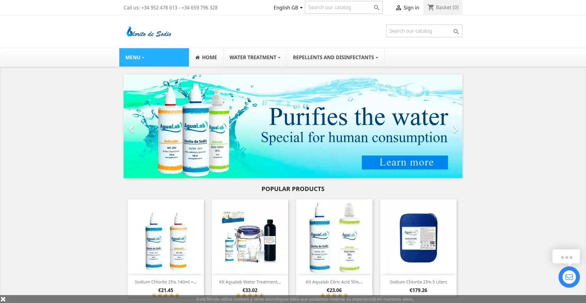 Website screenshot of Cloritodesodio.eu