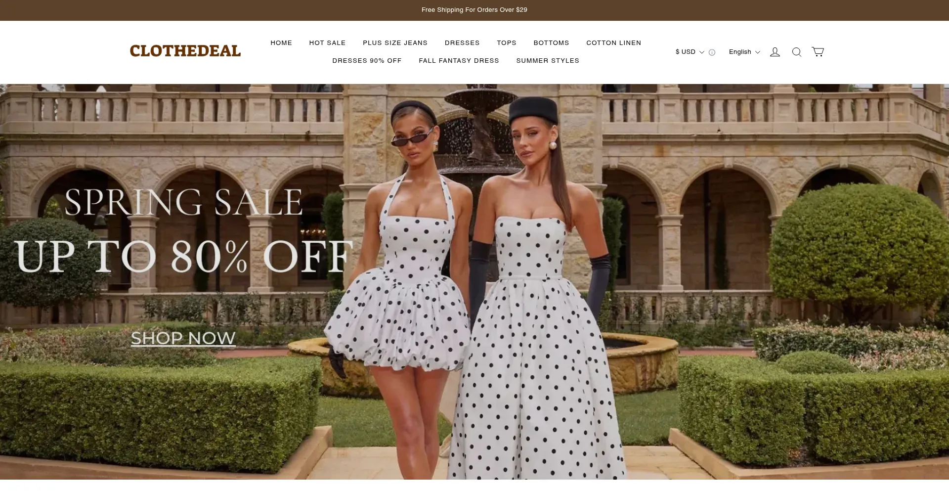 Website screenshot of Clothedeal.com