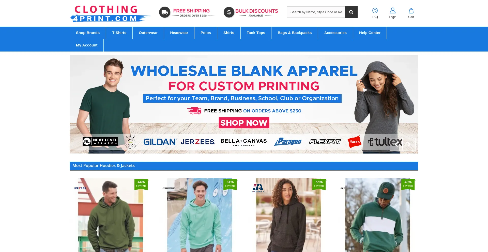 Website screenshot of Clothing4print.com
