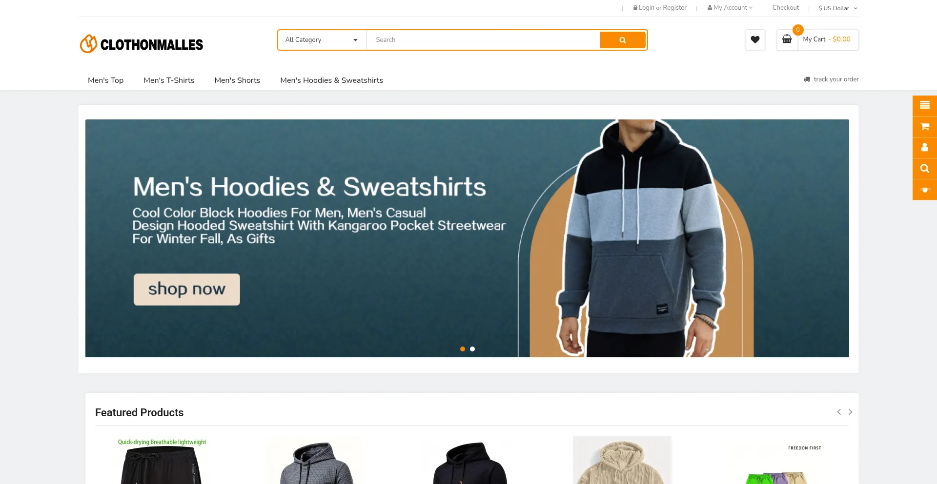 Website screenshot of Clothonmalles.com