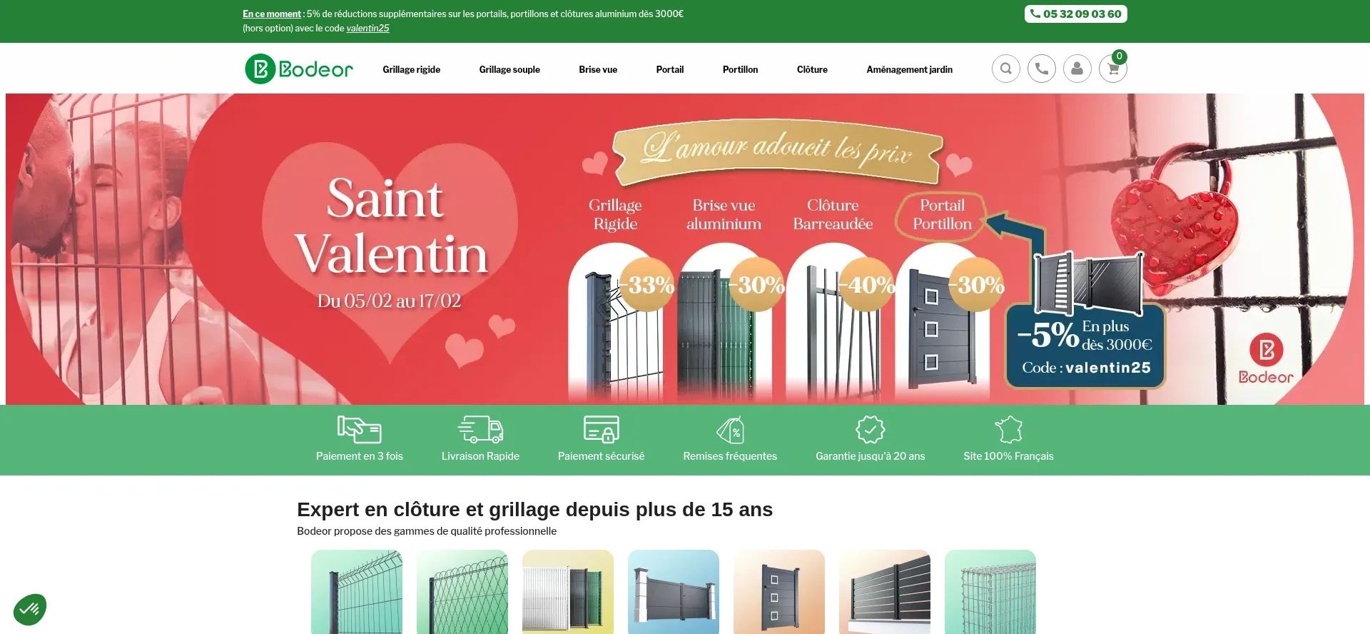 Website screenshot of Clotures-grillages.com