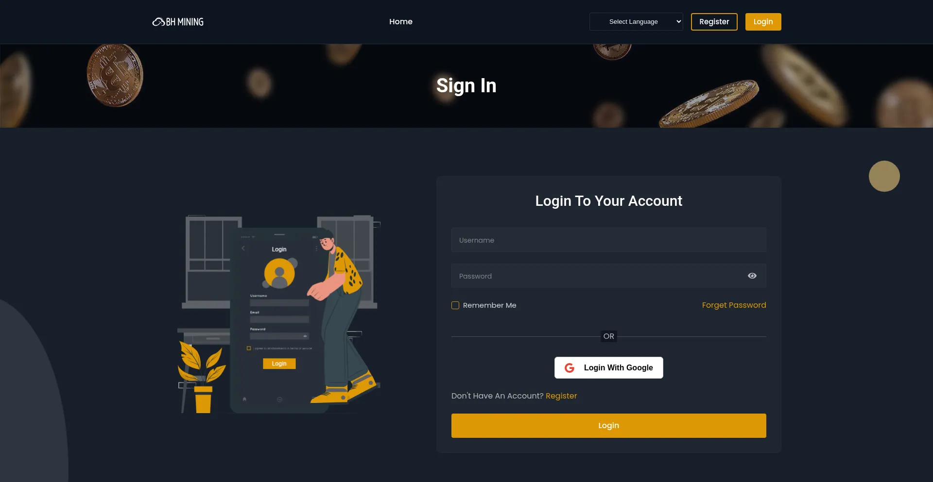Website screenshot of Cloud.bhmining.org